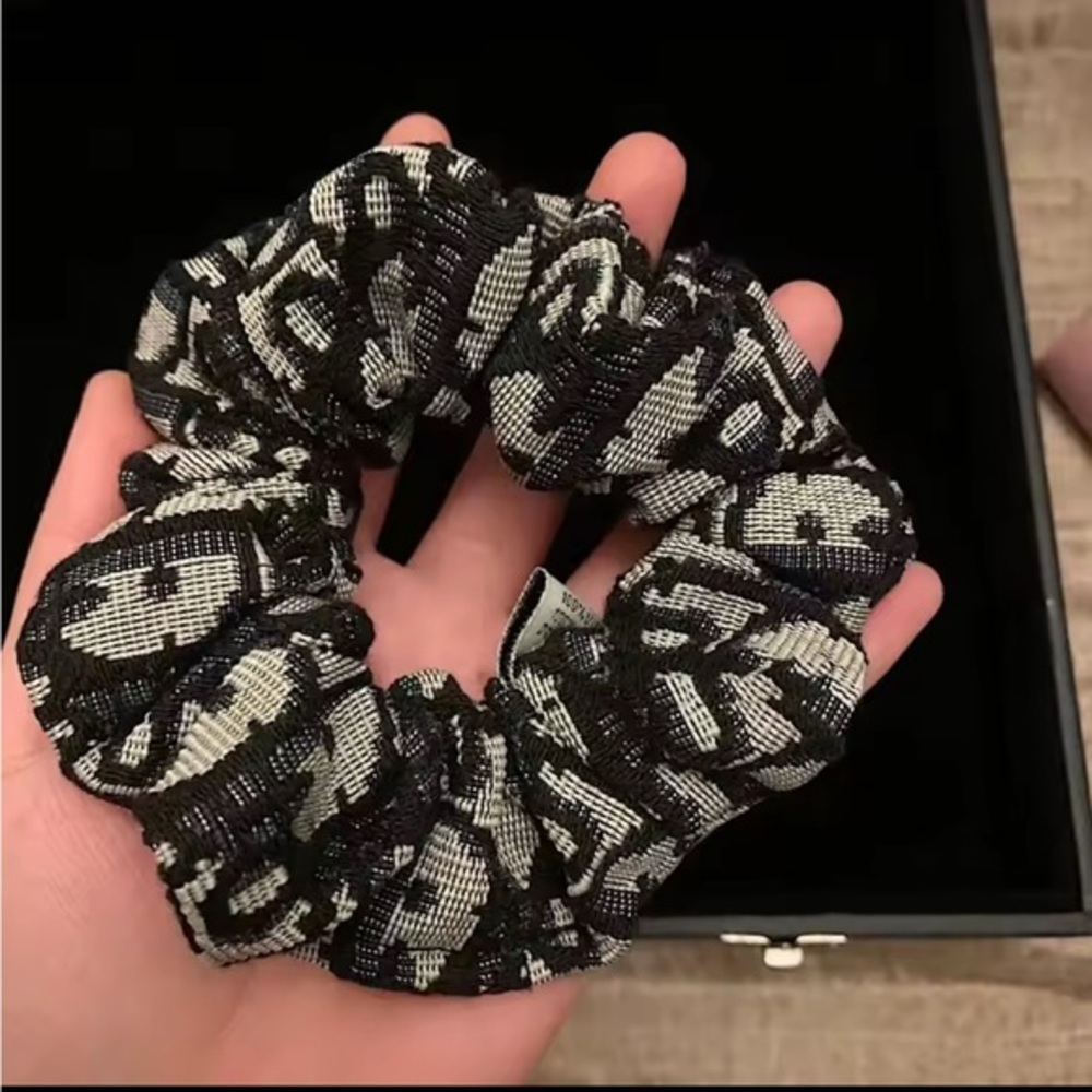 Navy and White Patterned Scrunchie